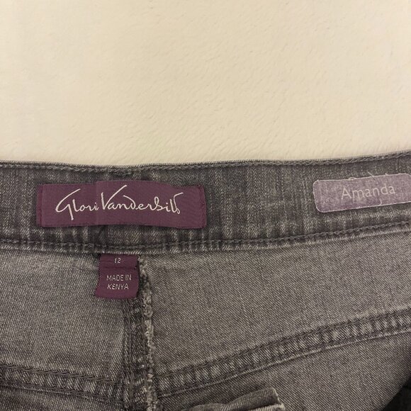 Gloria Vanderbilt Amanda Jeans Women 31x36 Size 12 Black Denim Wide Leg Straight - Picture 4 of 9